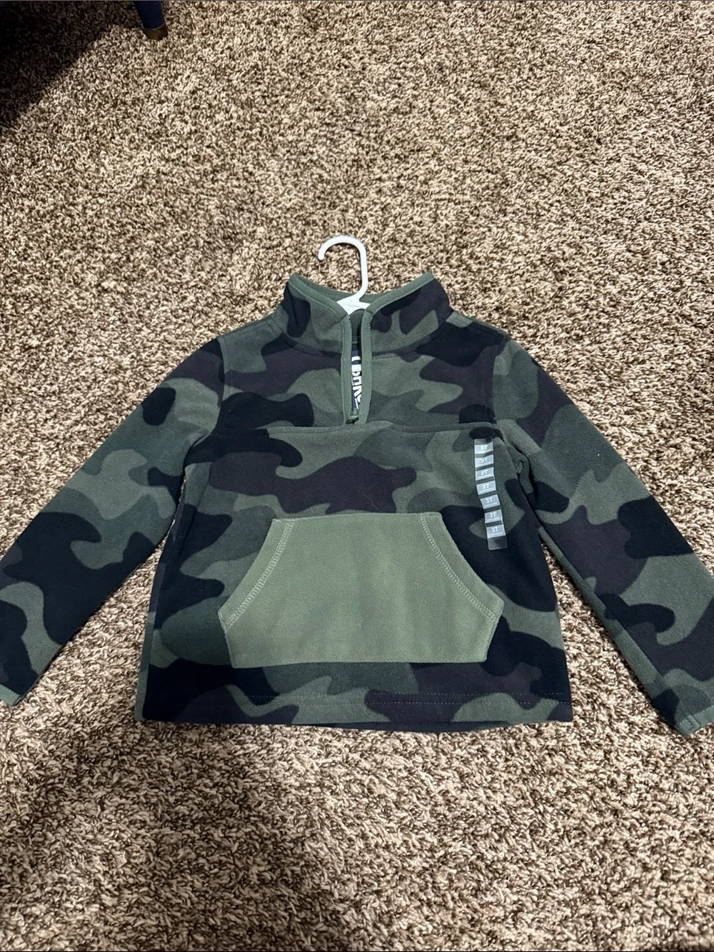 OshKosh B'gosh Green Camo Quarter-Zip Pullover Hoodie